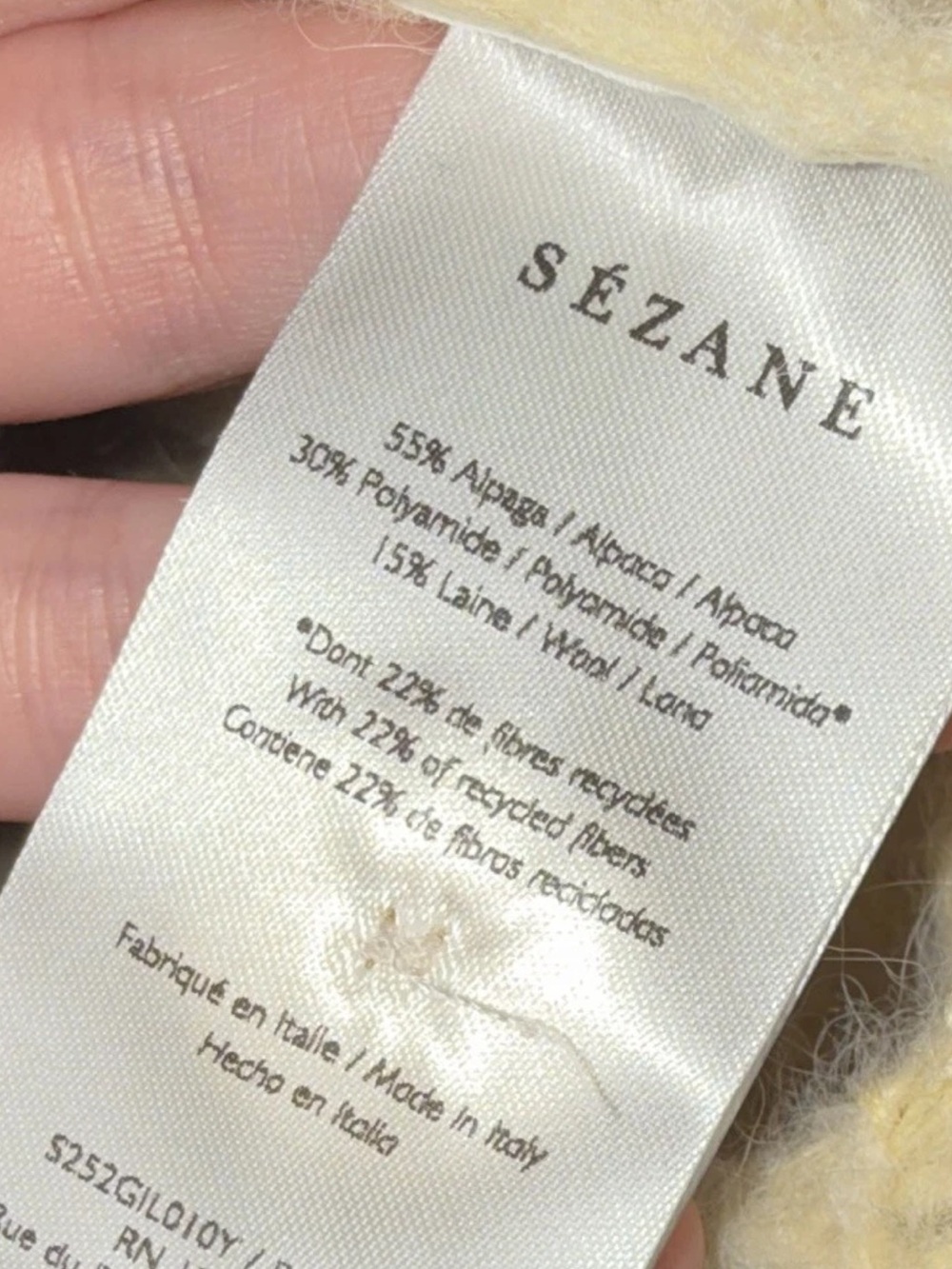 Sezane Cream Chunky V-Neck Button Cardigan - Picture 7 of 7